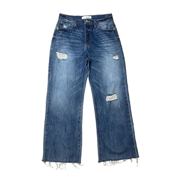 KanCan Ultra High Rise 90s Distressed Flare Jeans - Picture 1 of 15